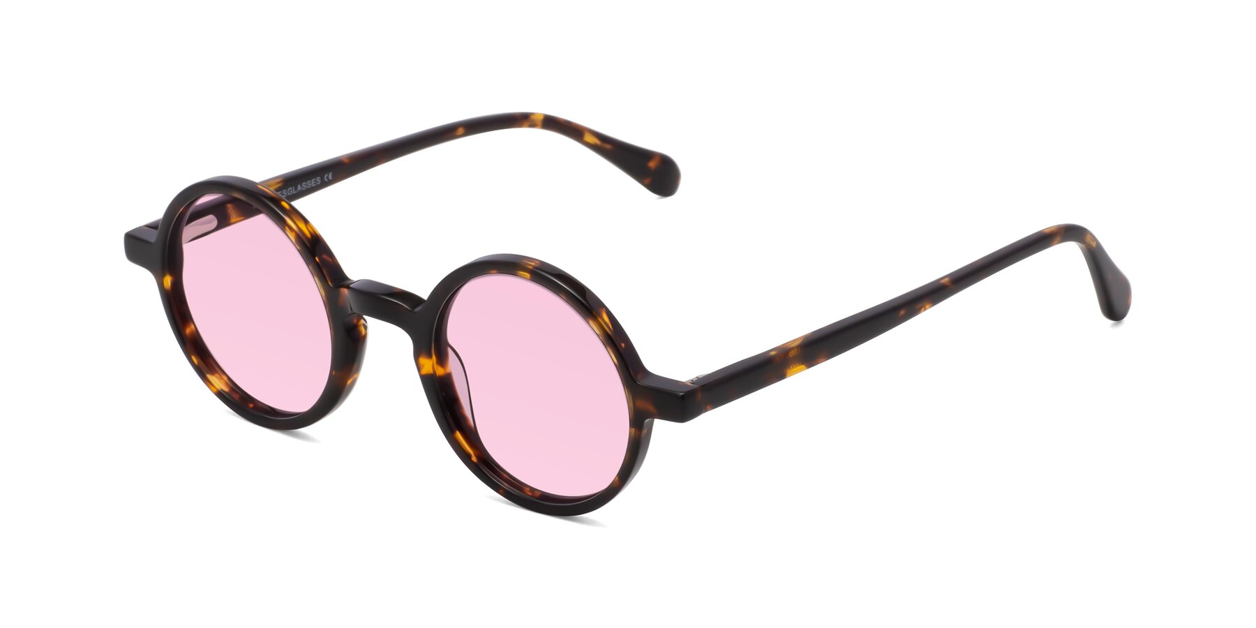 Angle of Juno in Tortoise with Light Pink Tinted Lenses