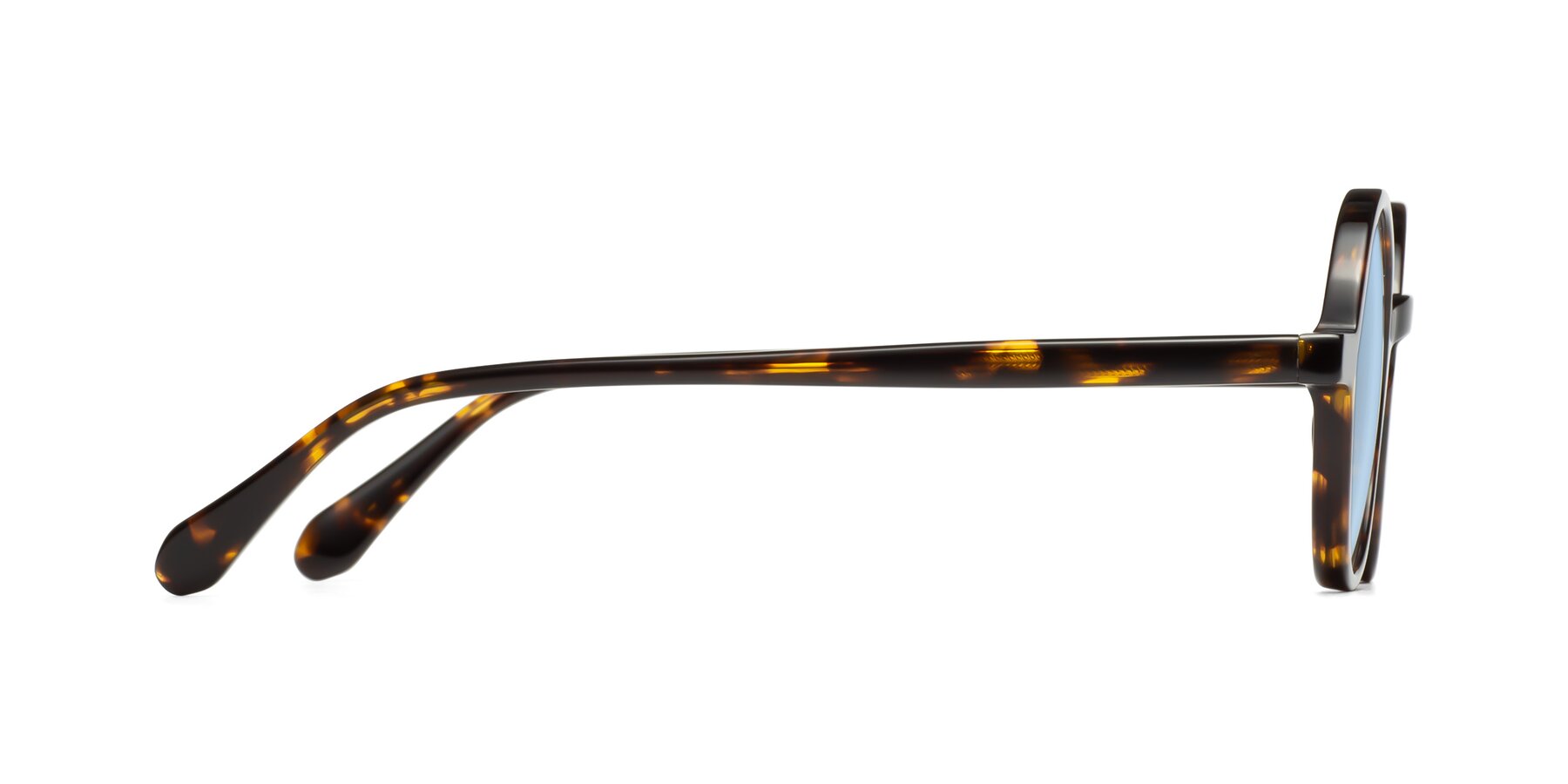 Side of Juno in Tortoise with Light Blue Tinted Lenses