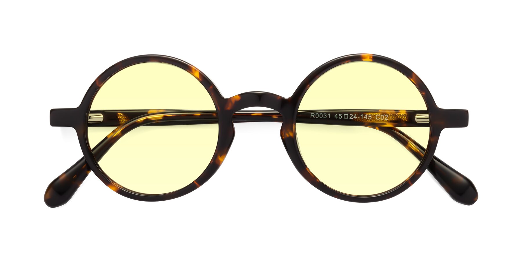 Folded Front of Juno in Tortoise with Light Yellow Tinted Lenses