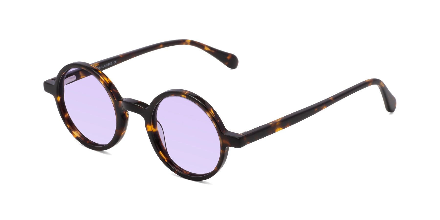 Angle of Juno in Tortoise with Light Purple Tinted Lenses