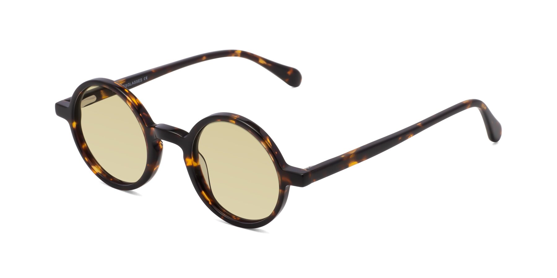 Angle of Juno in Tortoise with Light Champagne Tinted Lenses