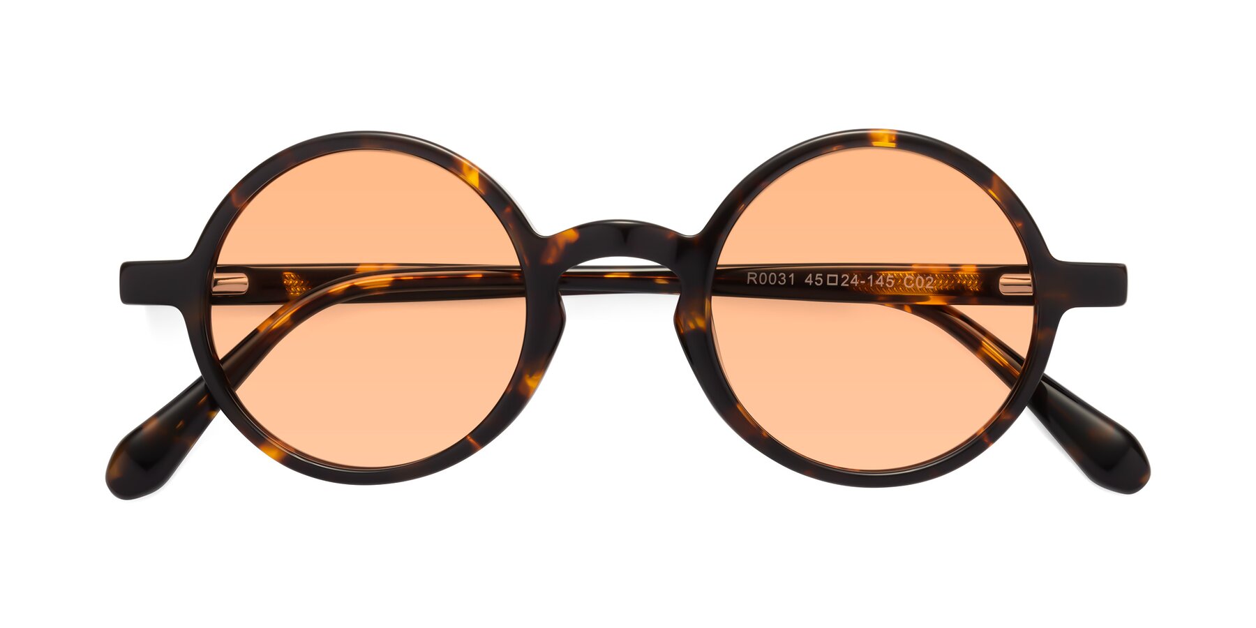 Folded Front of Juno in Tortoise with Light Orange Tinted Lenses