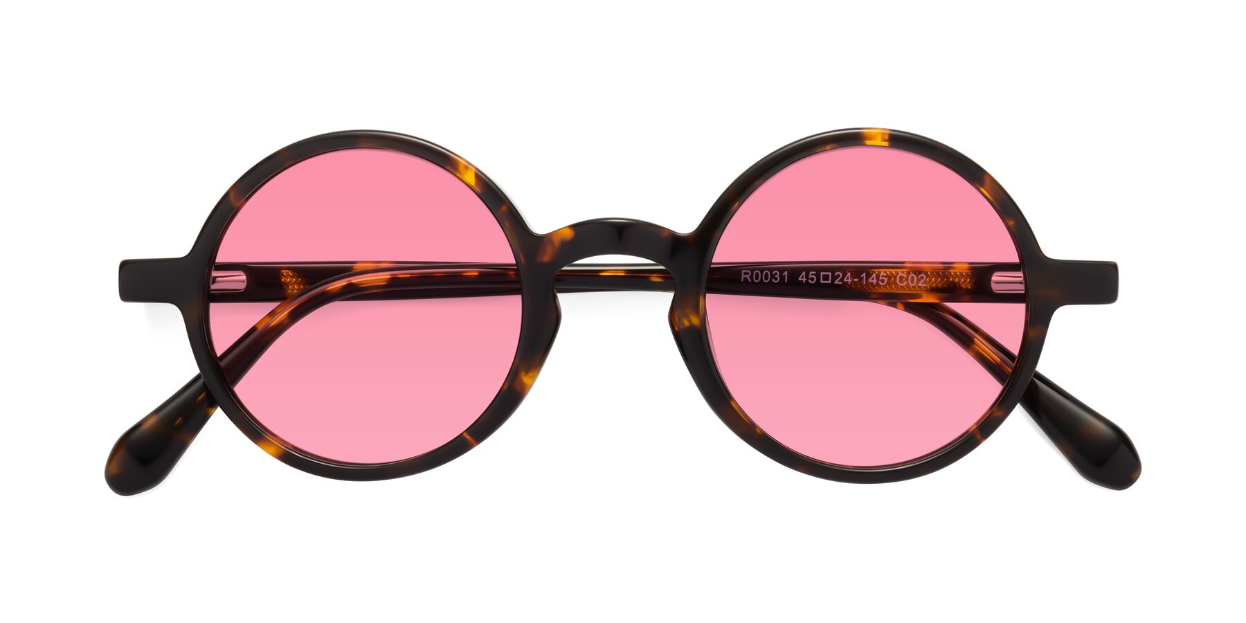 Folded Front of Juno in Tortoise with Pink Tinted Lenses