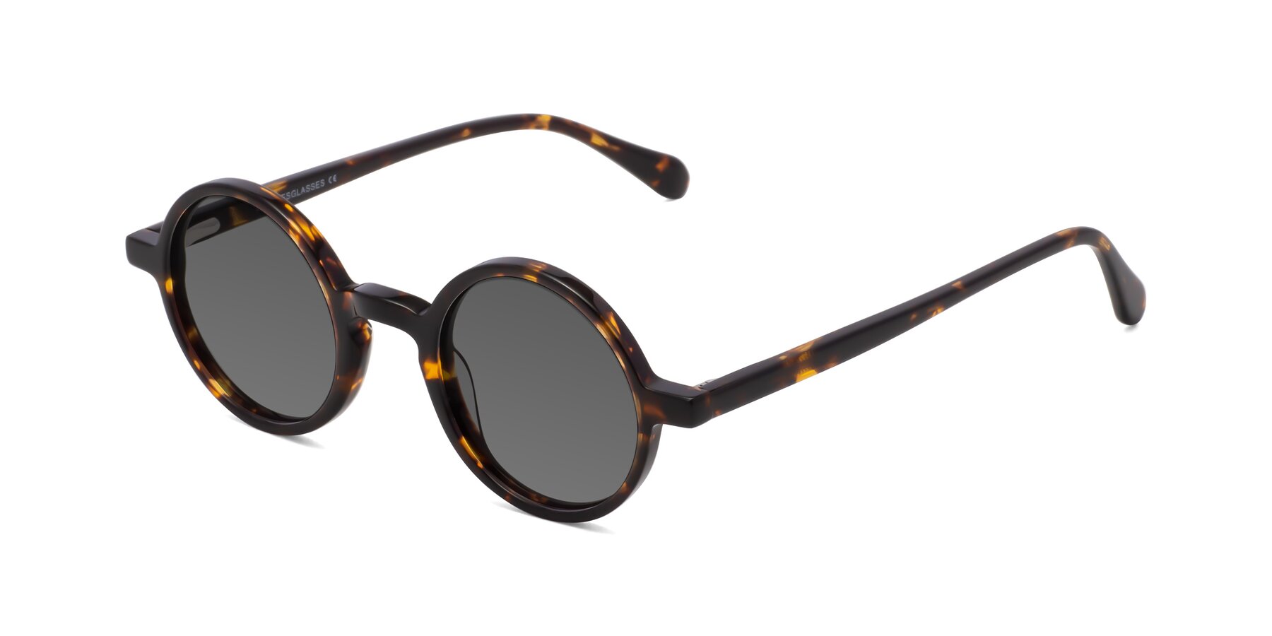 Angle of Juno in Tortoise with Medium Gray Tinted Lenses