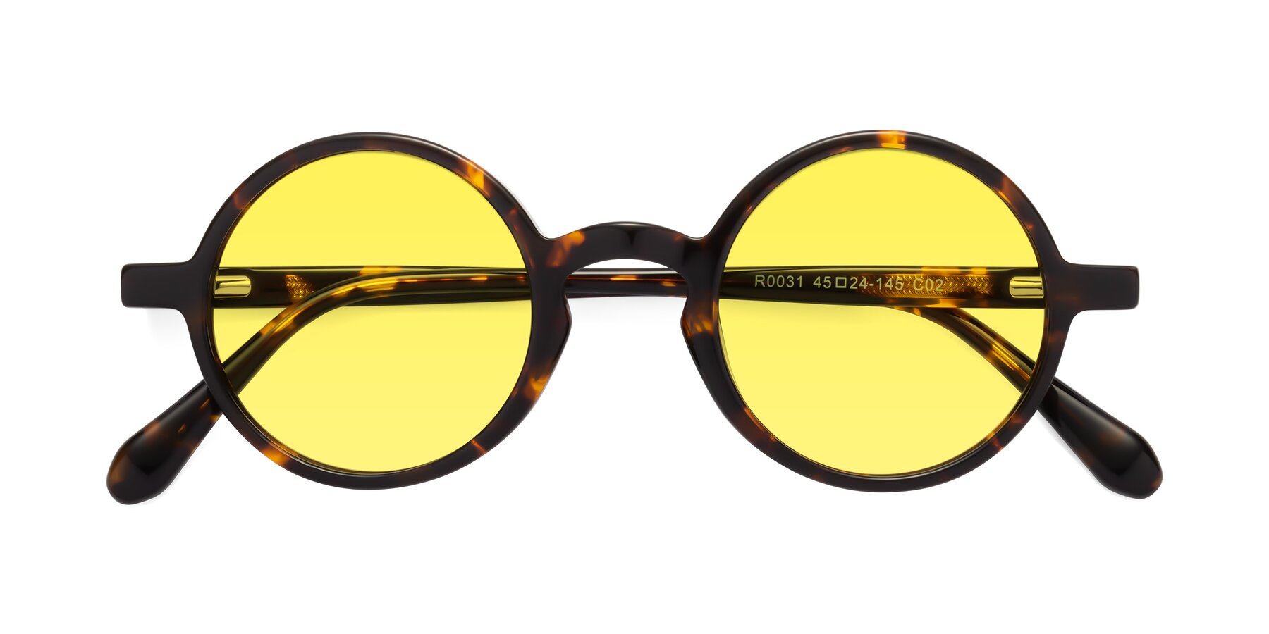 Folded Front of Juno in Tortoise with Medium Yellow Tinted Lenses