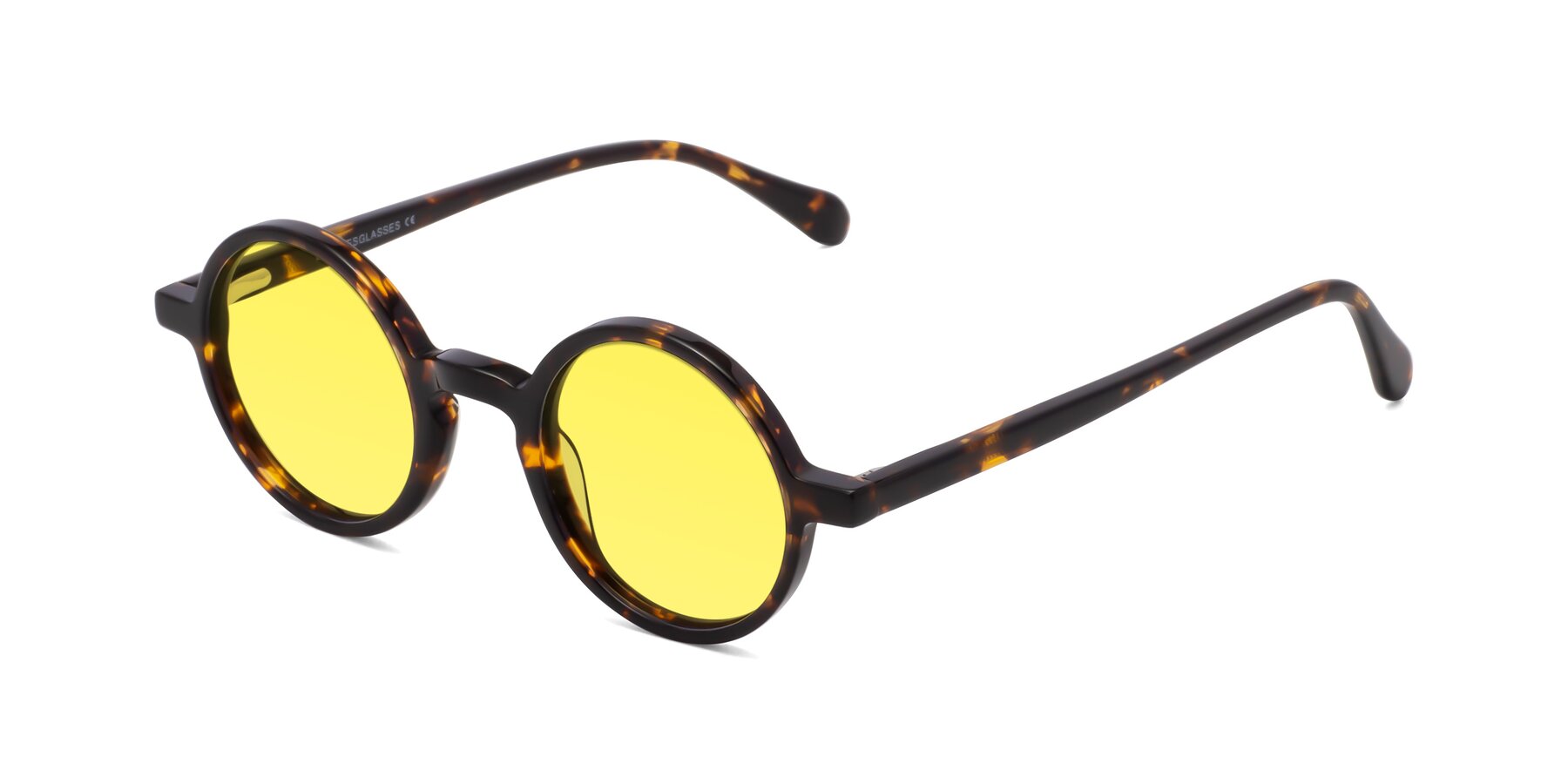 Angle of Juno in Tortoise with Medium Yellow Tinted Lenses