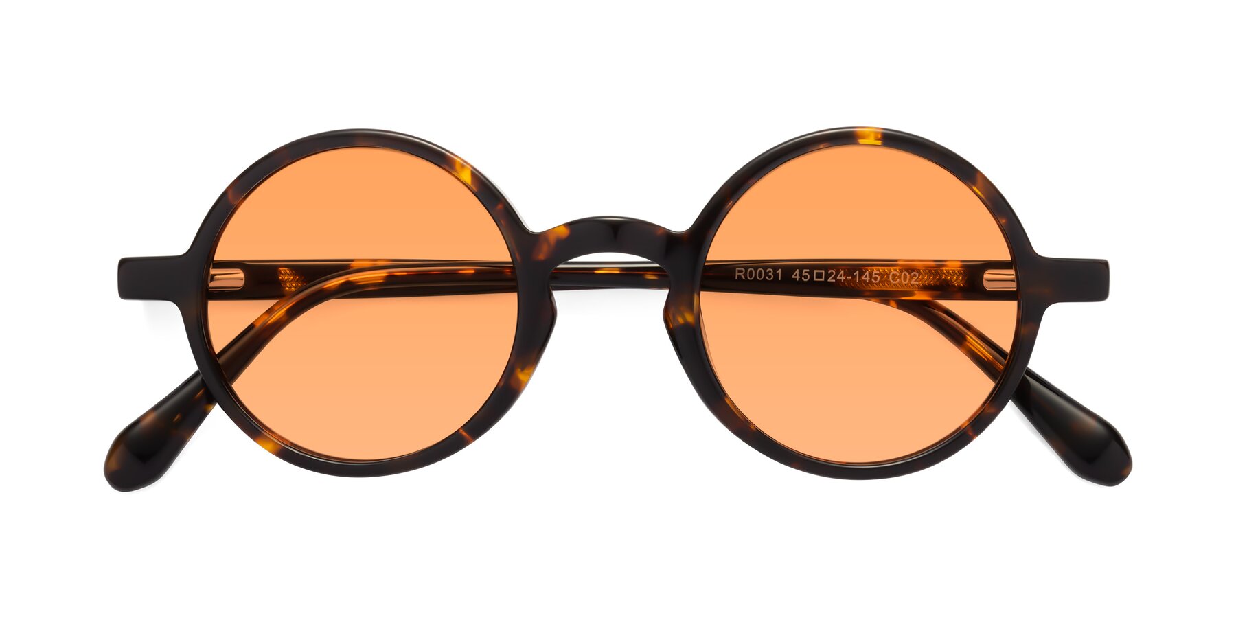 Folded Front of Juno in Tortoise with Medium Orange Tinted Lenses