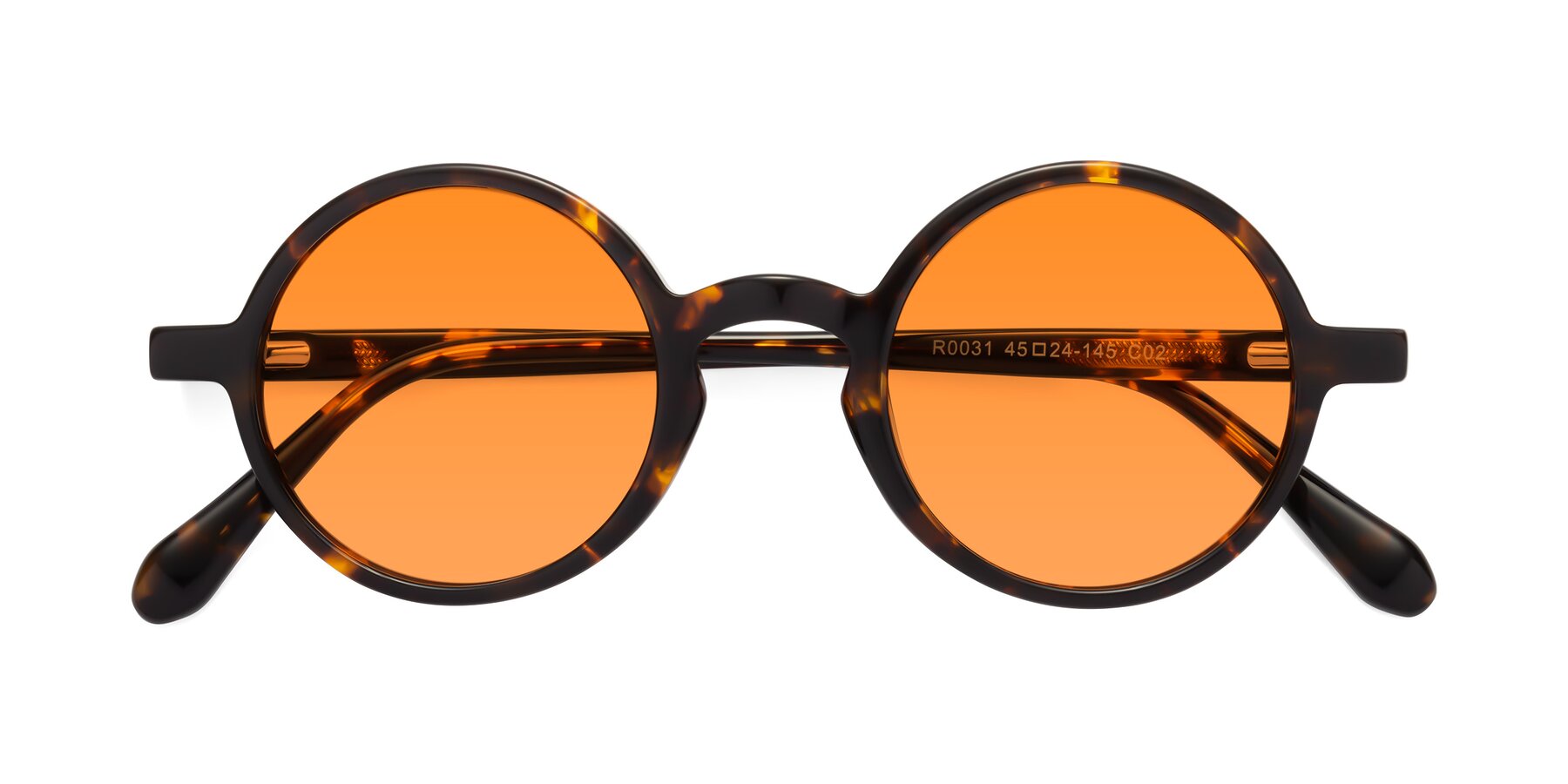 Folded Front of Juno in Tortoise with Orange Tinted Lenses