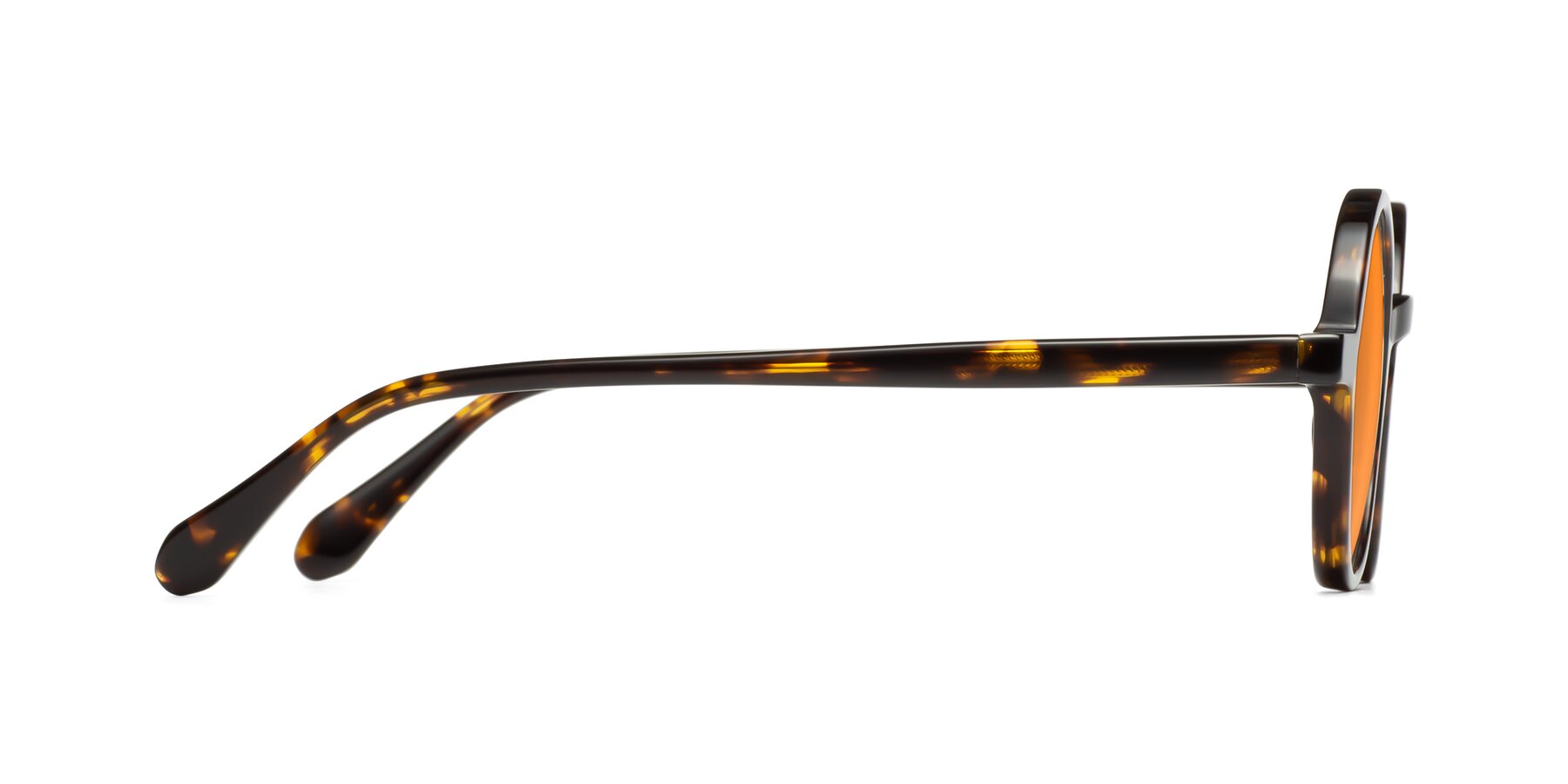 Side of Juno in Tortoise with Orange Tinted Lenses