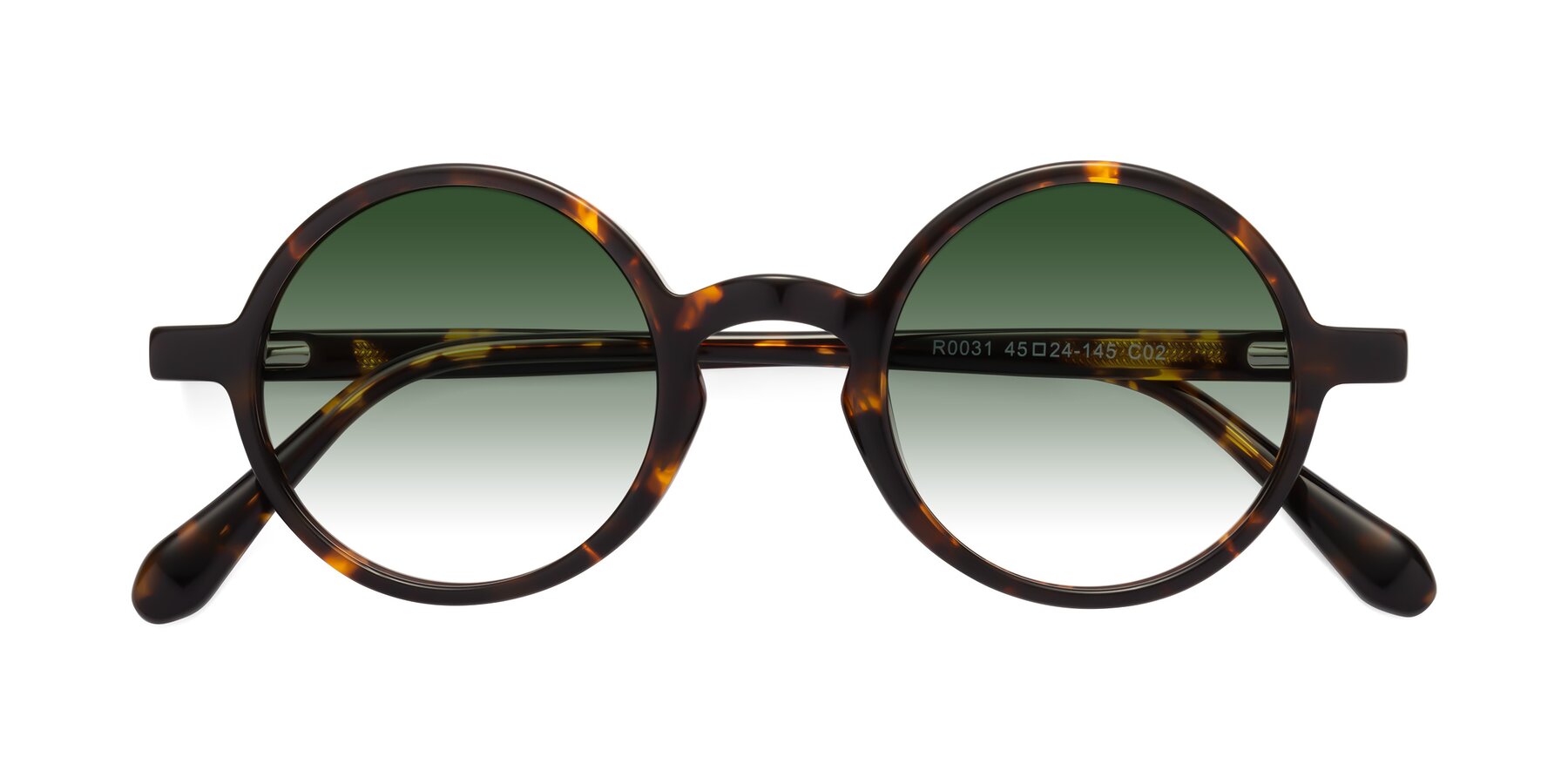 Folded Front of Juno in Tortoise with Green Gradient Lenses