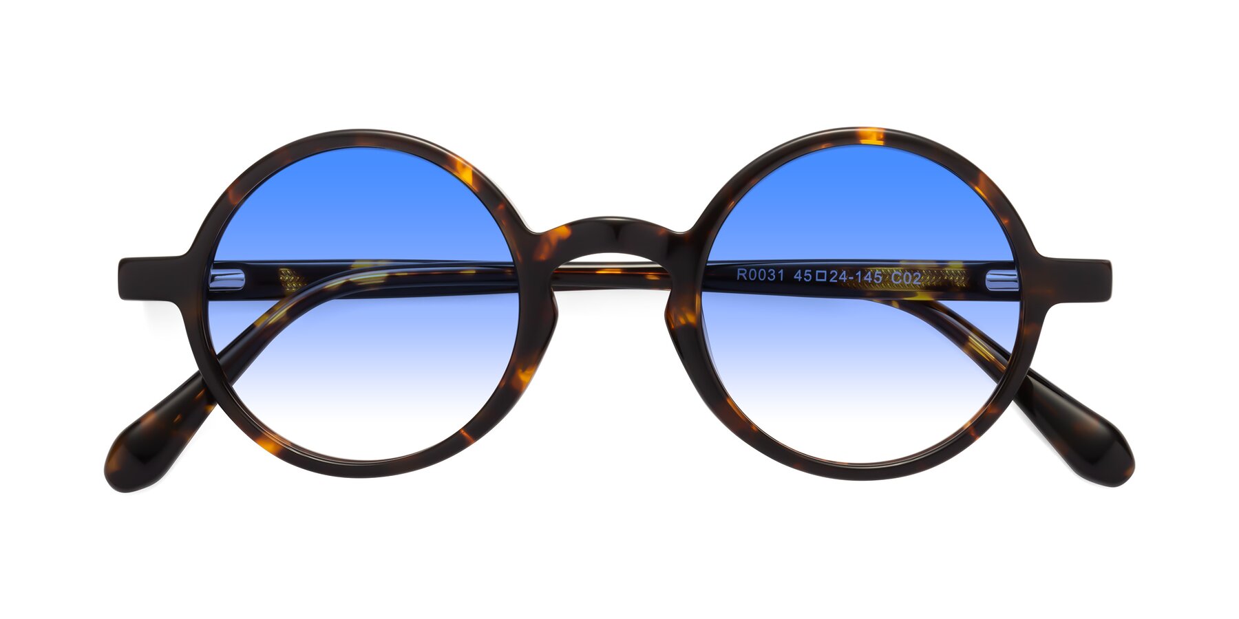 Folded Front of Juno in Tortoise with Blue Gradient Lenses