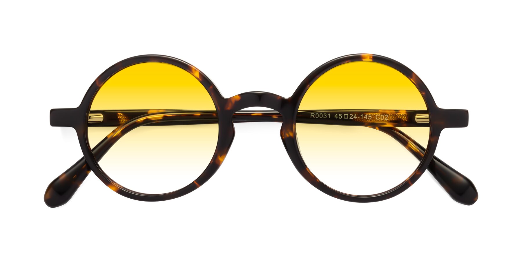 Folded Front of Juno in Tortoise with Yellow Gradient Lenses