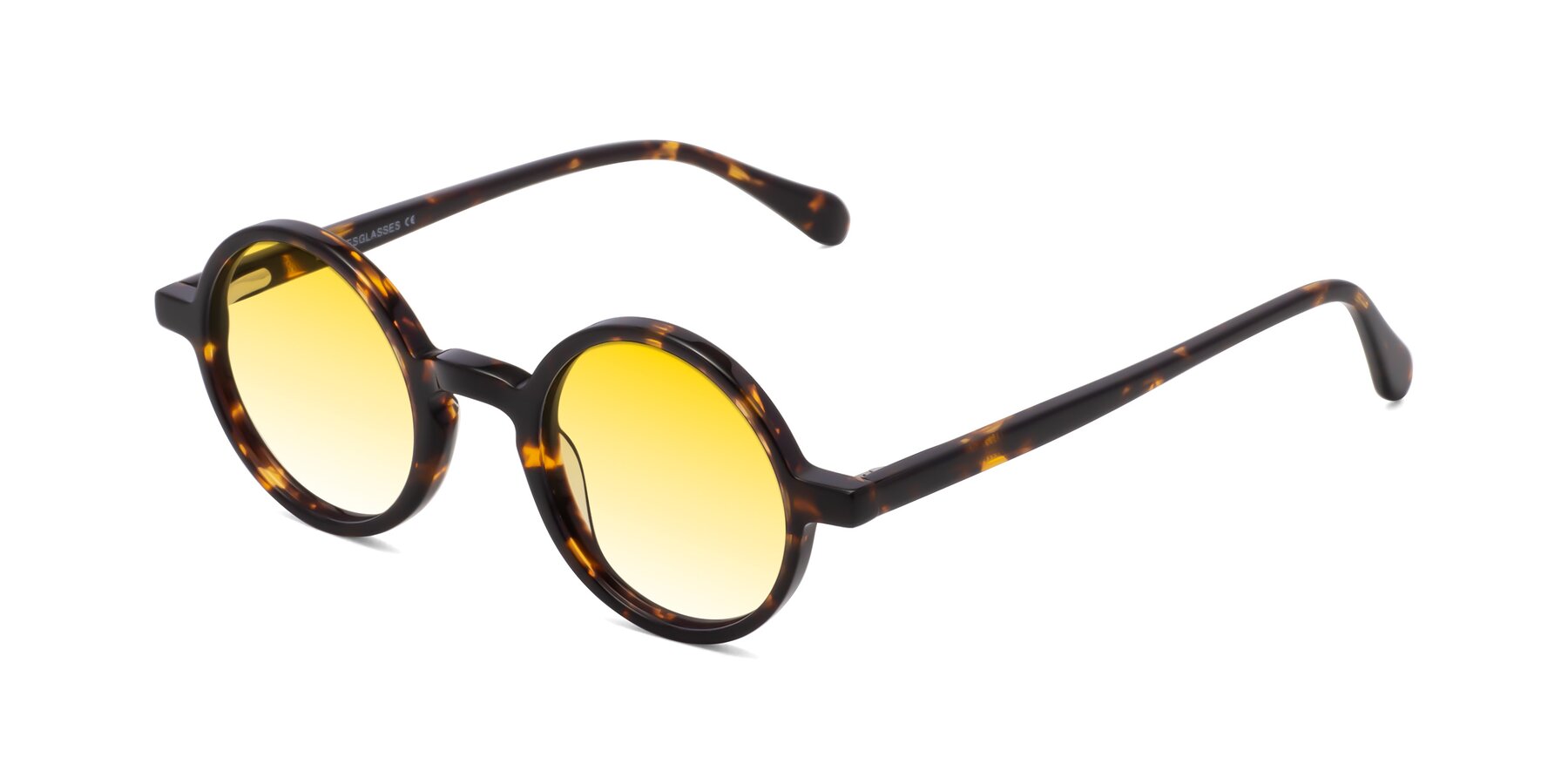 Angle of Juno in Tortoise with Yellow Gradient Lenses