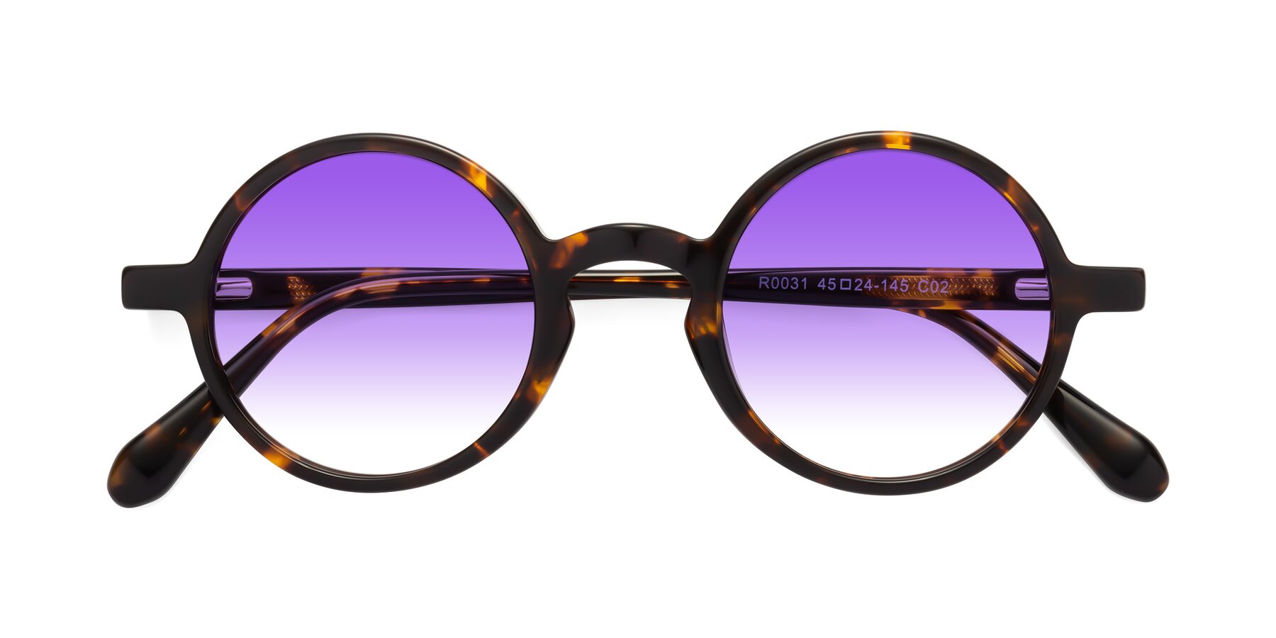 Folded Front of Juno in Tortoise with Purple Gradient Lenses