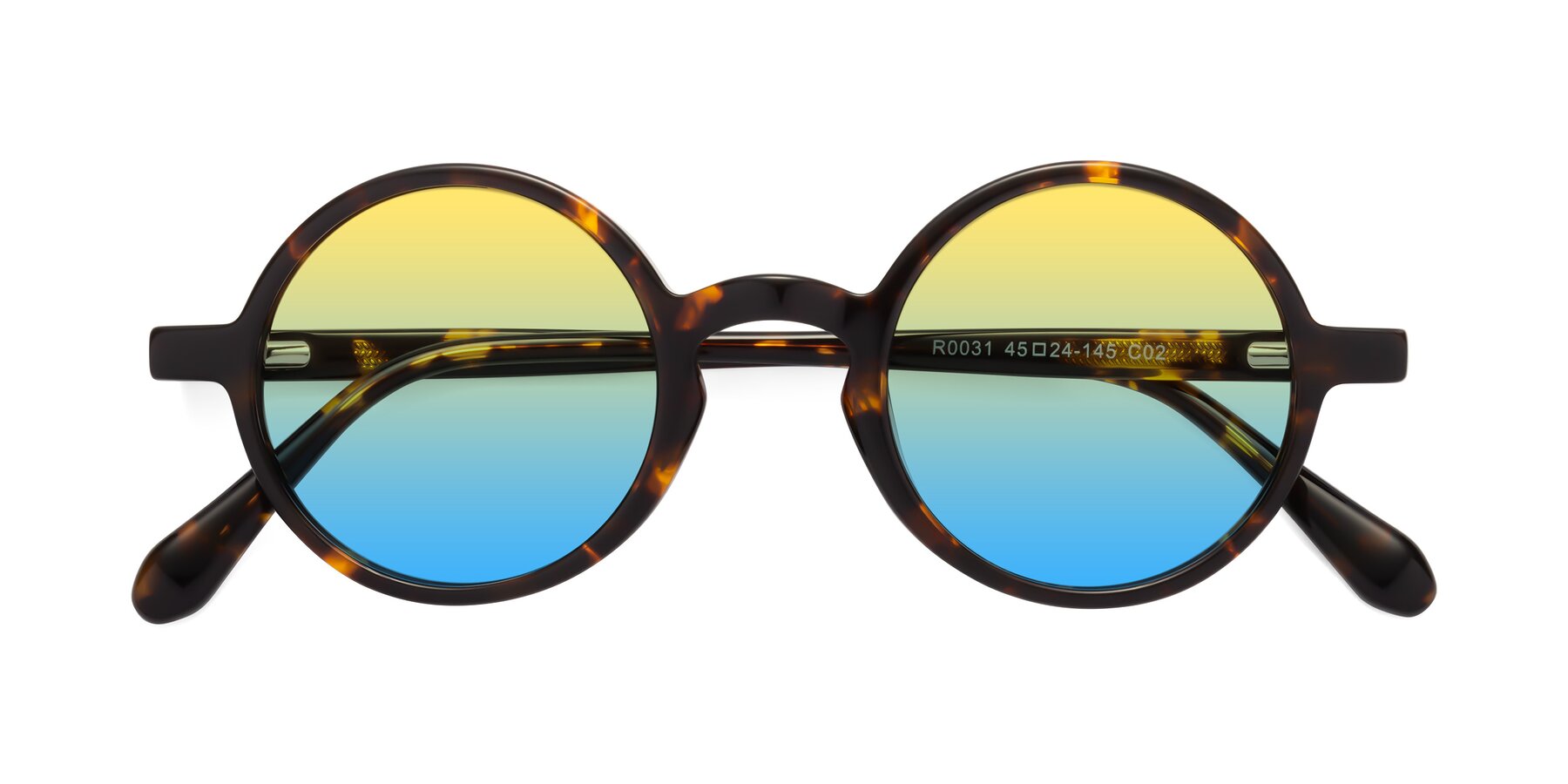 Folded Front of Juno in Tortoise with Yellow / Blue Gradient Lenses
