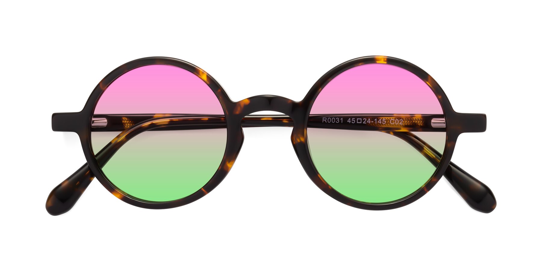 Folded Front of Juno in Tortoise with Pink / Green Gradient Lenses