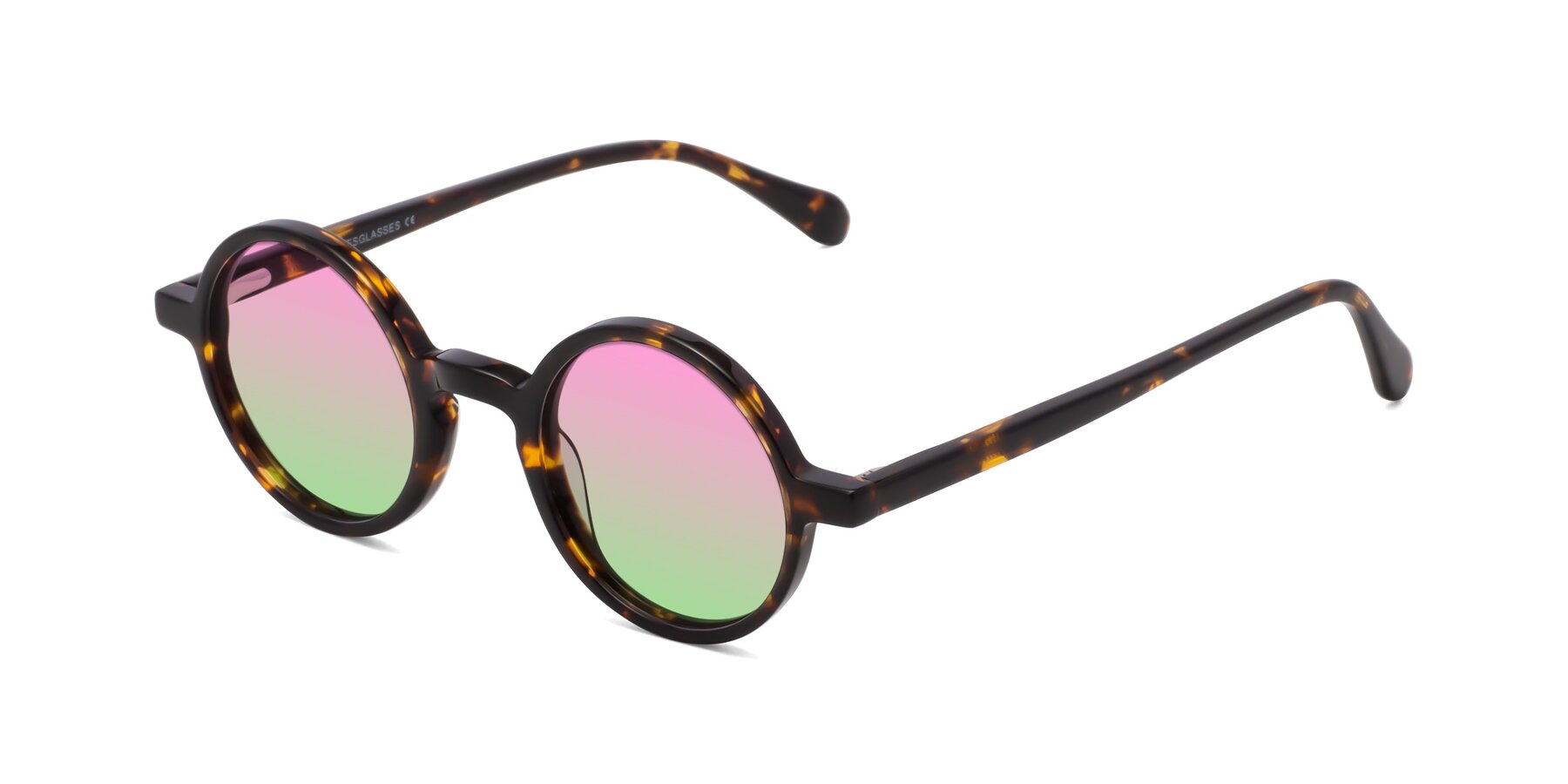 Angle of Juno in Tortoise with Pink / Green Gradient Lenses