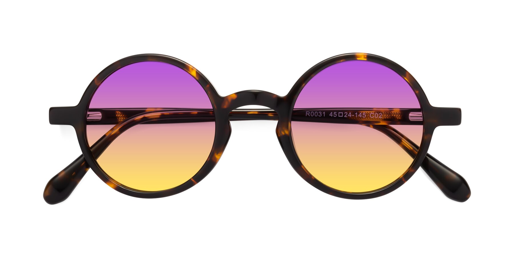 Folded Front of Juno in Tortoise with Purple / Yellow Gradient Lenses