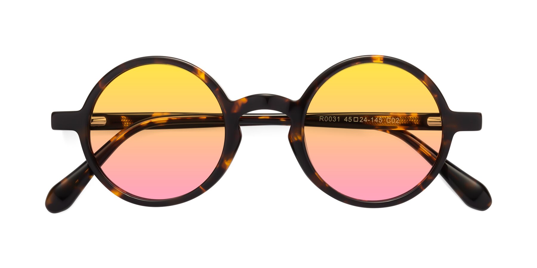 Folded Front of Juno in Tortoise with Yellow / Pink Gradient Lenses