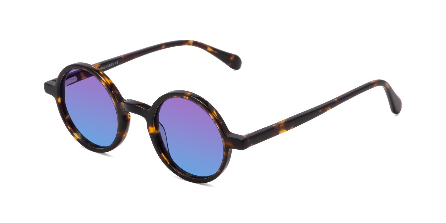 Angle of Juno in Tortoise with Purple / Blue Gradient Lenses