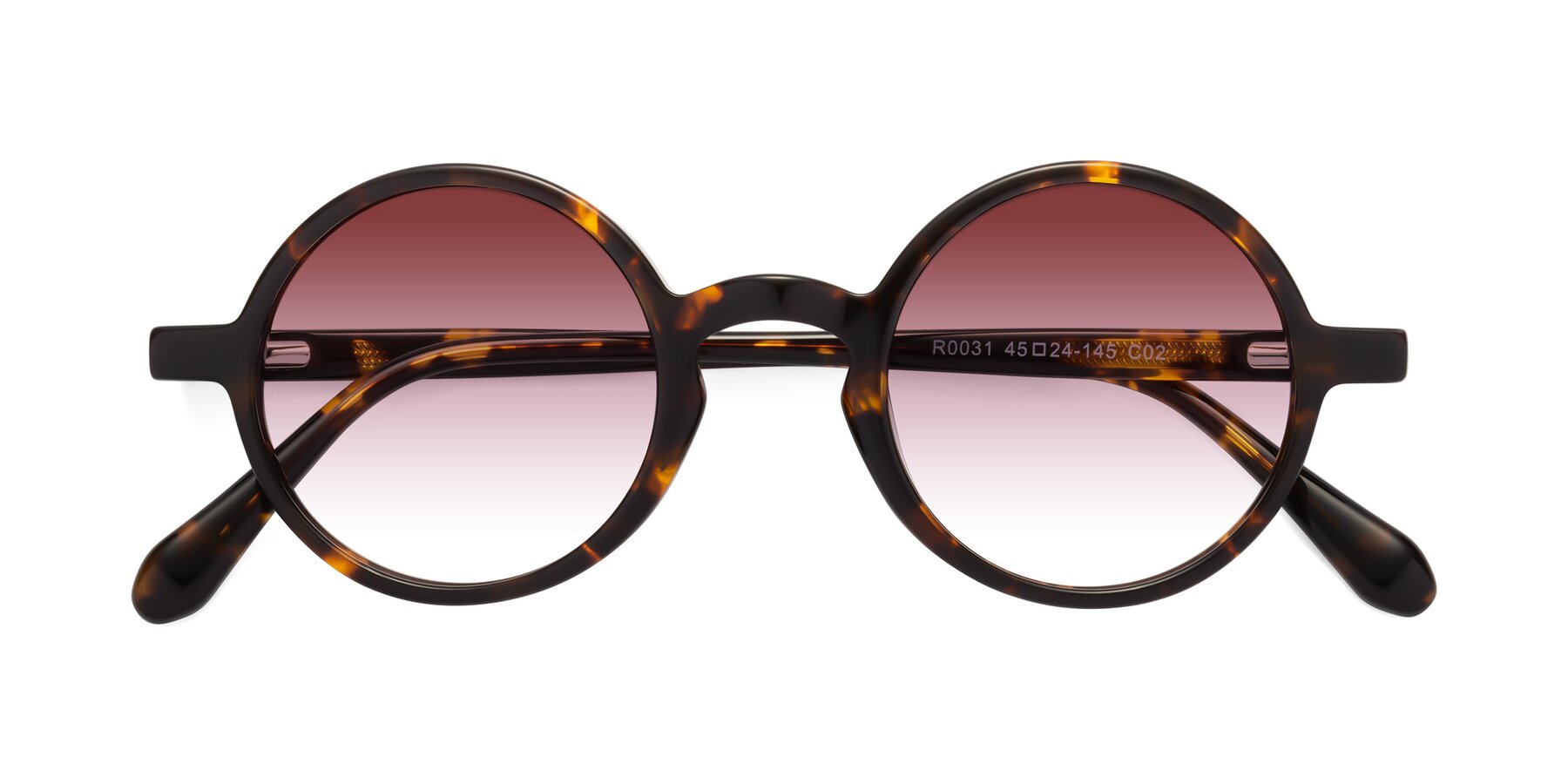 Folded Front of Juno in Tortoise with Garnet Gradient Lenses