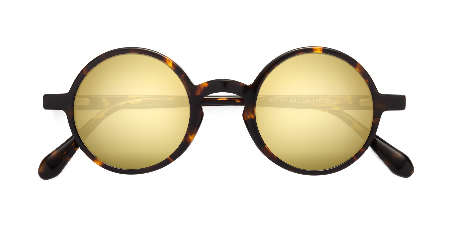Folded Front of Juno in Tortoise with Gold Mirrored Lenses