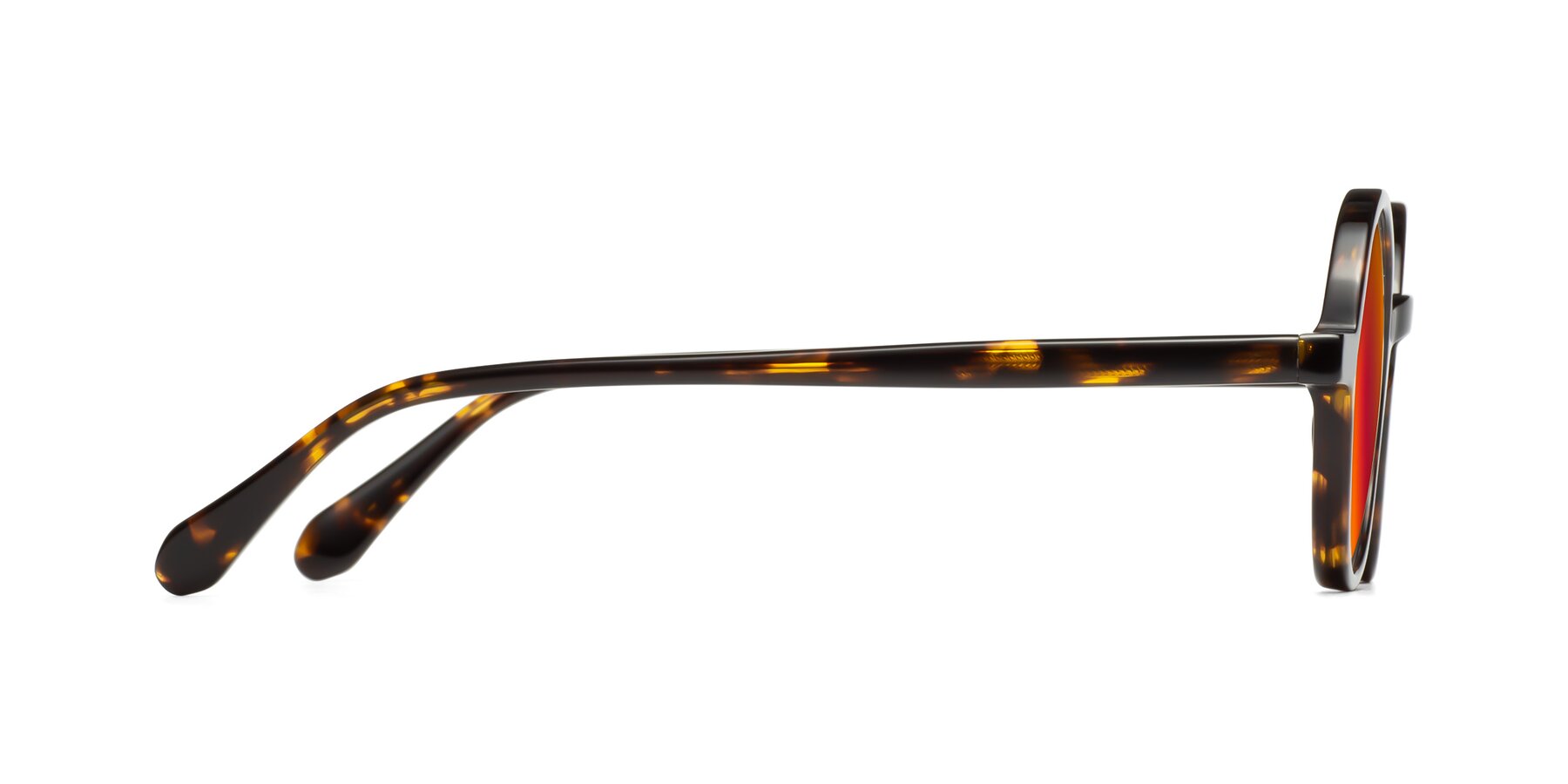 Side of Juno in Tortoise with Red Gold Mirrored Lenses