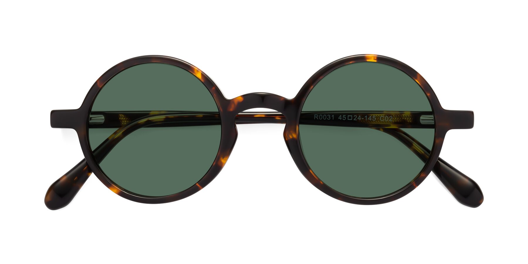 Folded Front of Juno in Tortoise with Green Polarized Lenses
