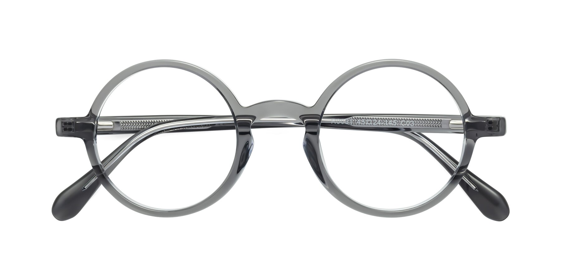 Folded Front of Juno in Transparent Gray with Clear Reading Eyeglass Lenses