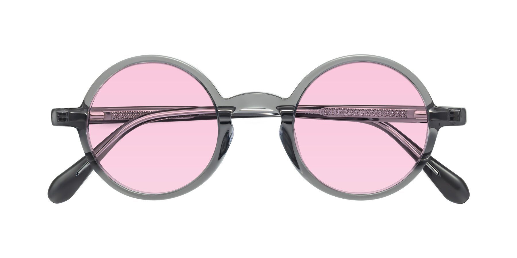 Folded Front of Juno in Transparent Gray with Light Pink Tinted Lenses