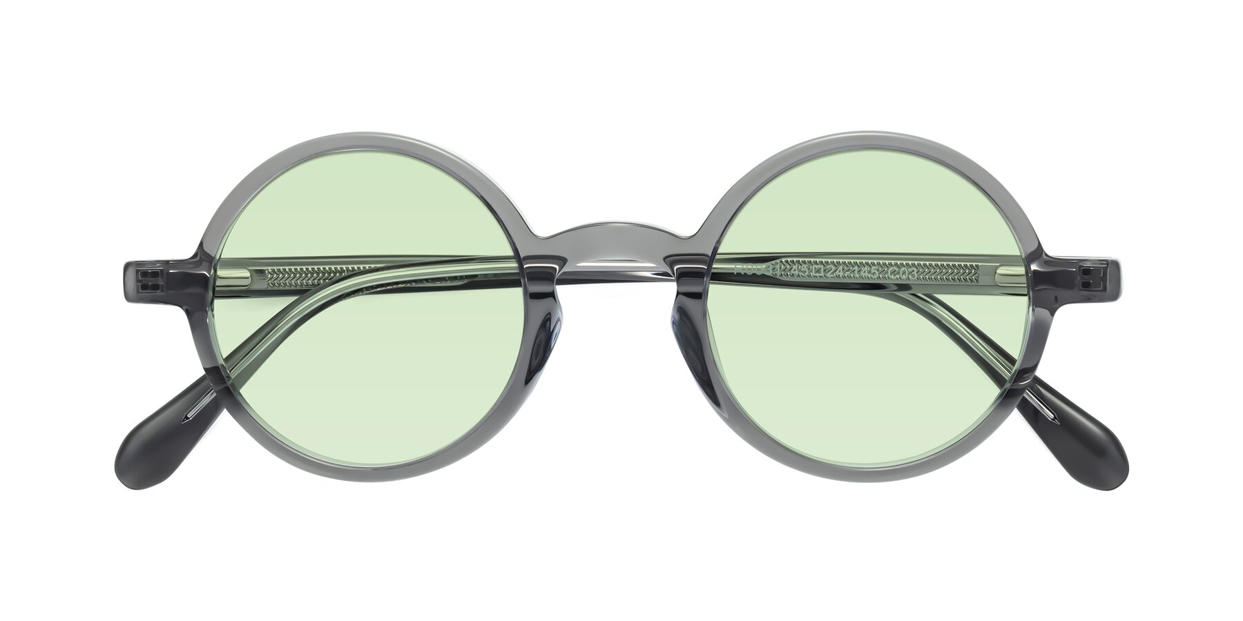 Folded Front of Juno in Transparent Gray with Light Green Tinted Lenses