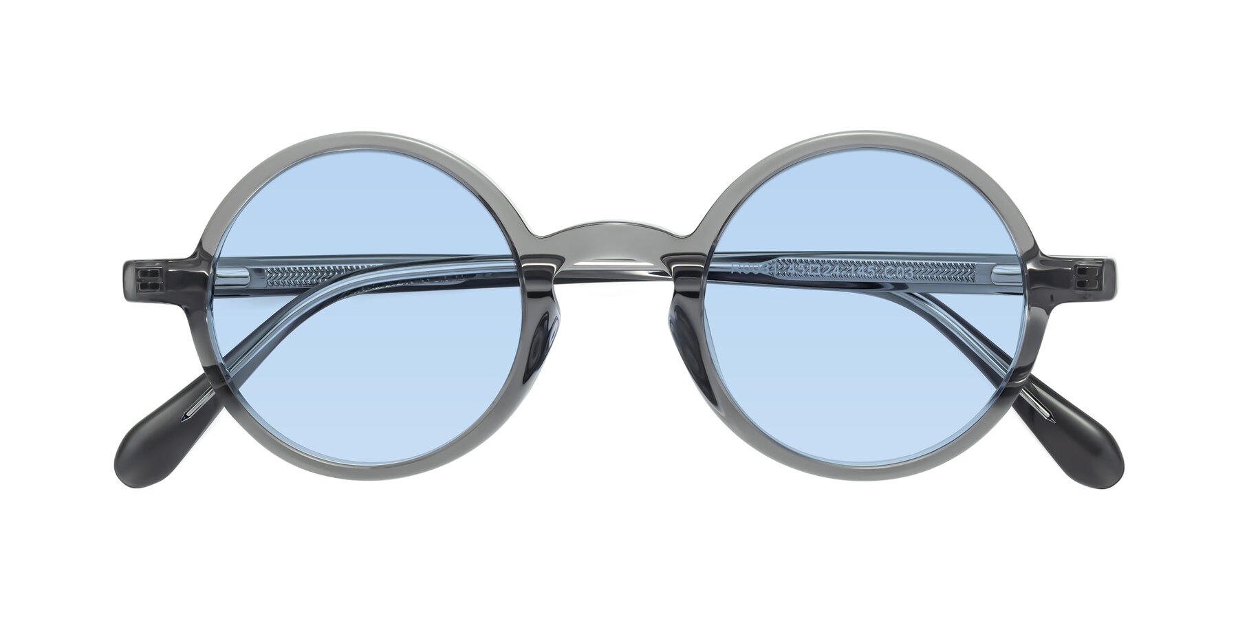 Folded Front of Juno in Transparent Gray with Light Blue Tinted Lenses