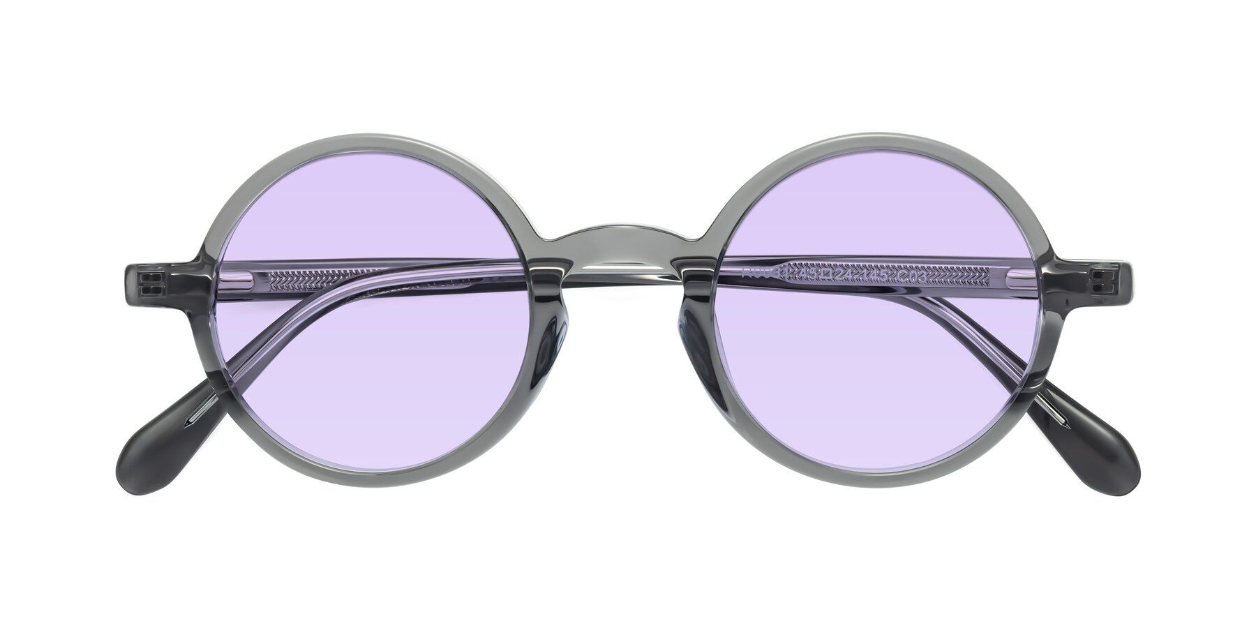 Folded Front of Juno in Transparent Gray with Light Purple Tinted Lenses