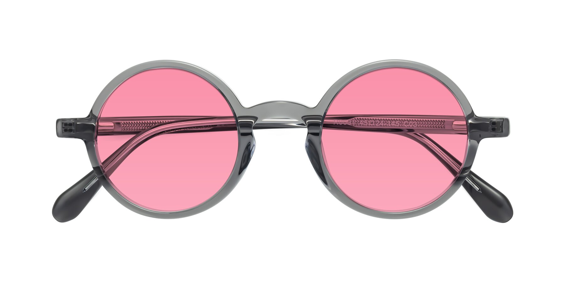 Folded Front of Juno in Transparent Gray with Pink Tinted Lenses