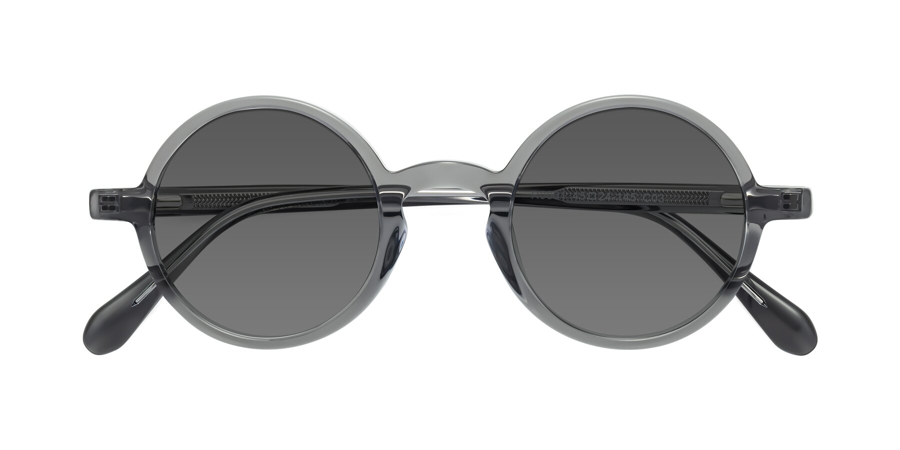 Folded Front of Juno in Transparent Gray with Medium Gray Tinted Lenses