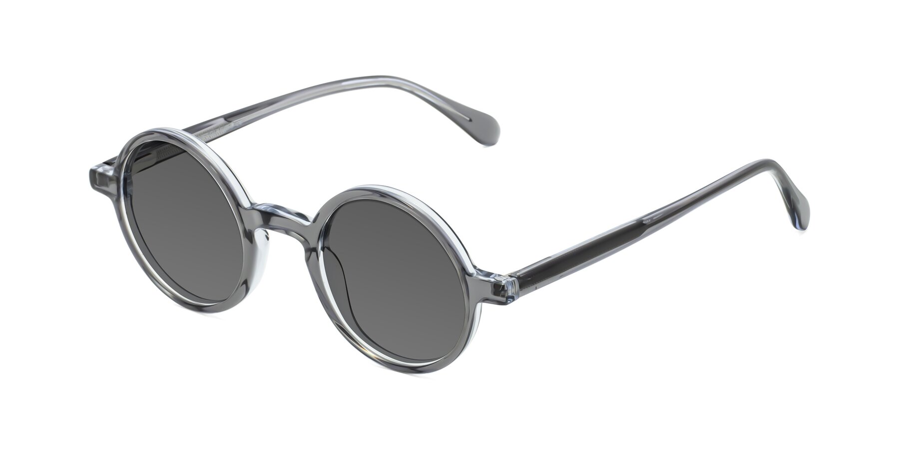 Angle of Juno in Transparent Gray with Medium Gray Tinted Lenses