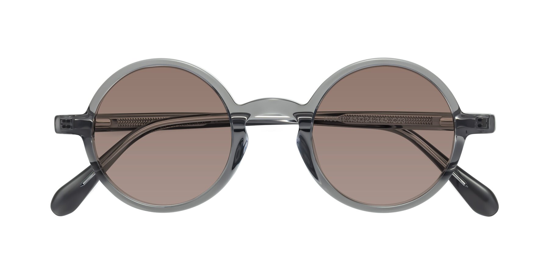 Folded Front of Juno in Transparent Gray with Medium Brown Tinted Lenses