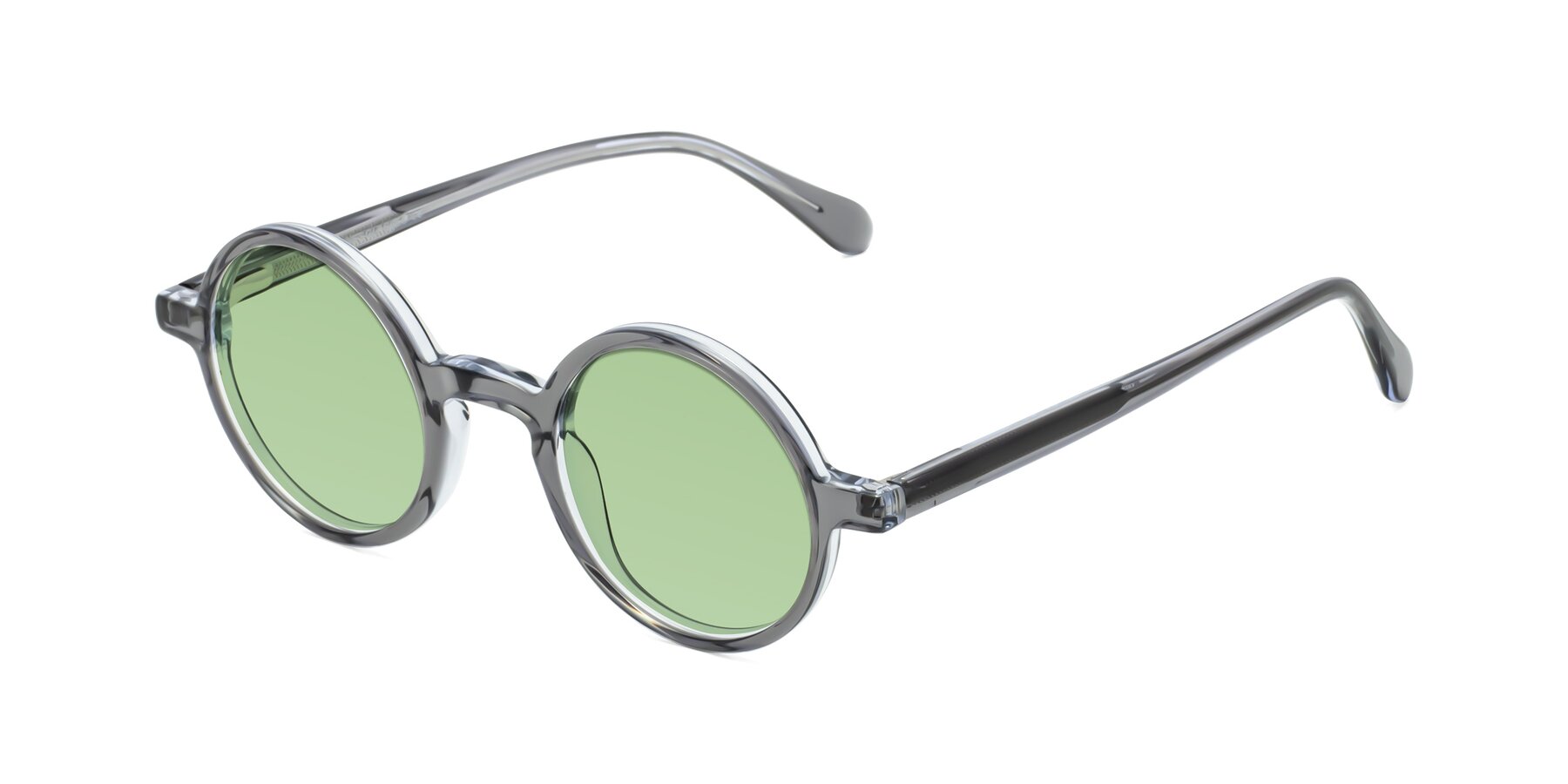 Angle of Juno in Transparent Gray with Medium Green Tinted Lenses