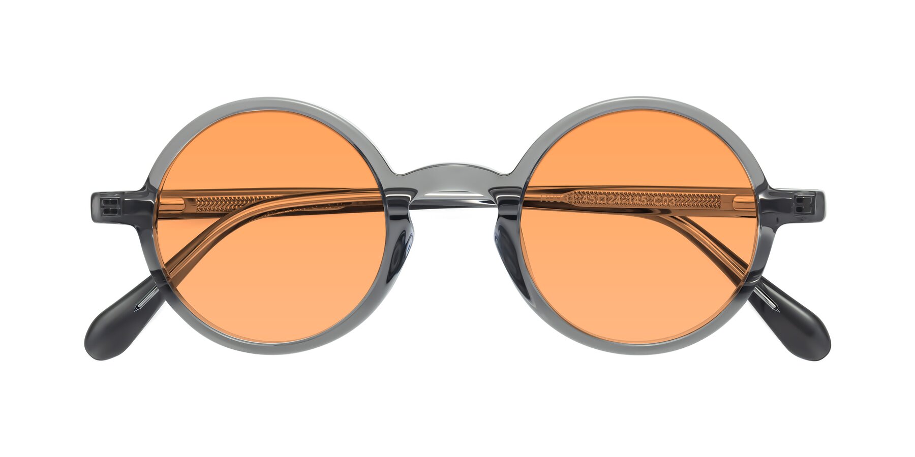 Folded Front of Juno in Transparent Gray with Medium Orange Tinted Lenses