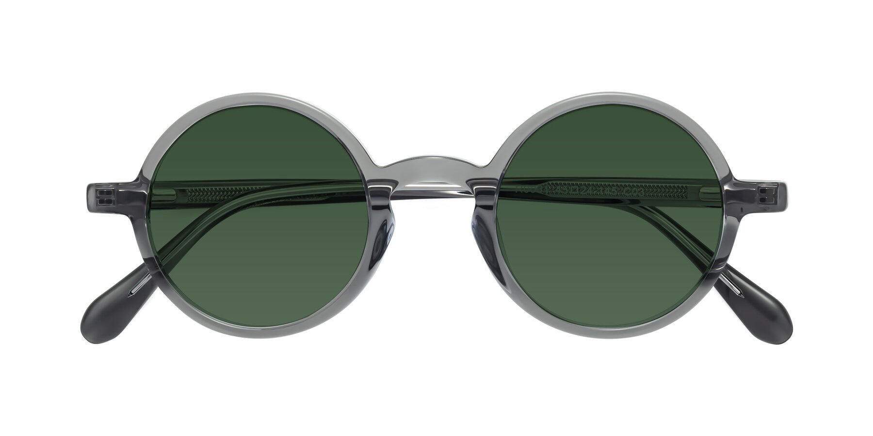 Folded Front of Juno in Transparent Gray with Green Tinted Lenses
