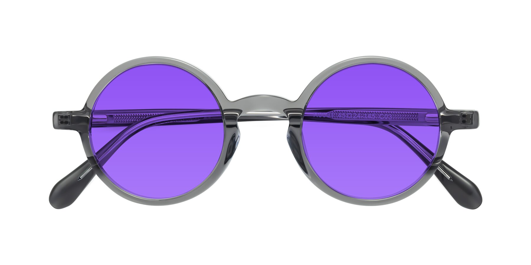 Folded Front of Juno in Transparent Gray with Purple Tinted Lenses