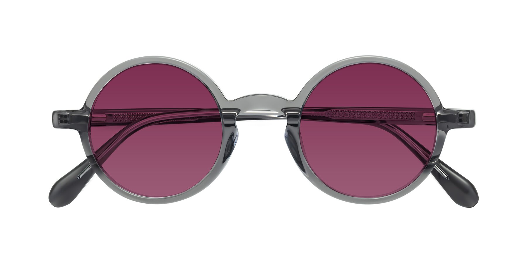 Folded Front of Juno in Transparent Gray with Wine Tinted Lenses