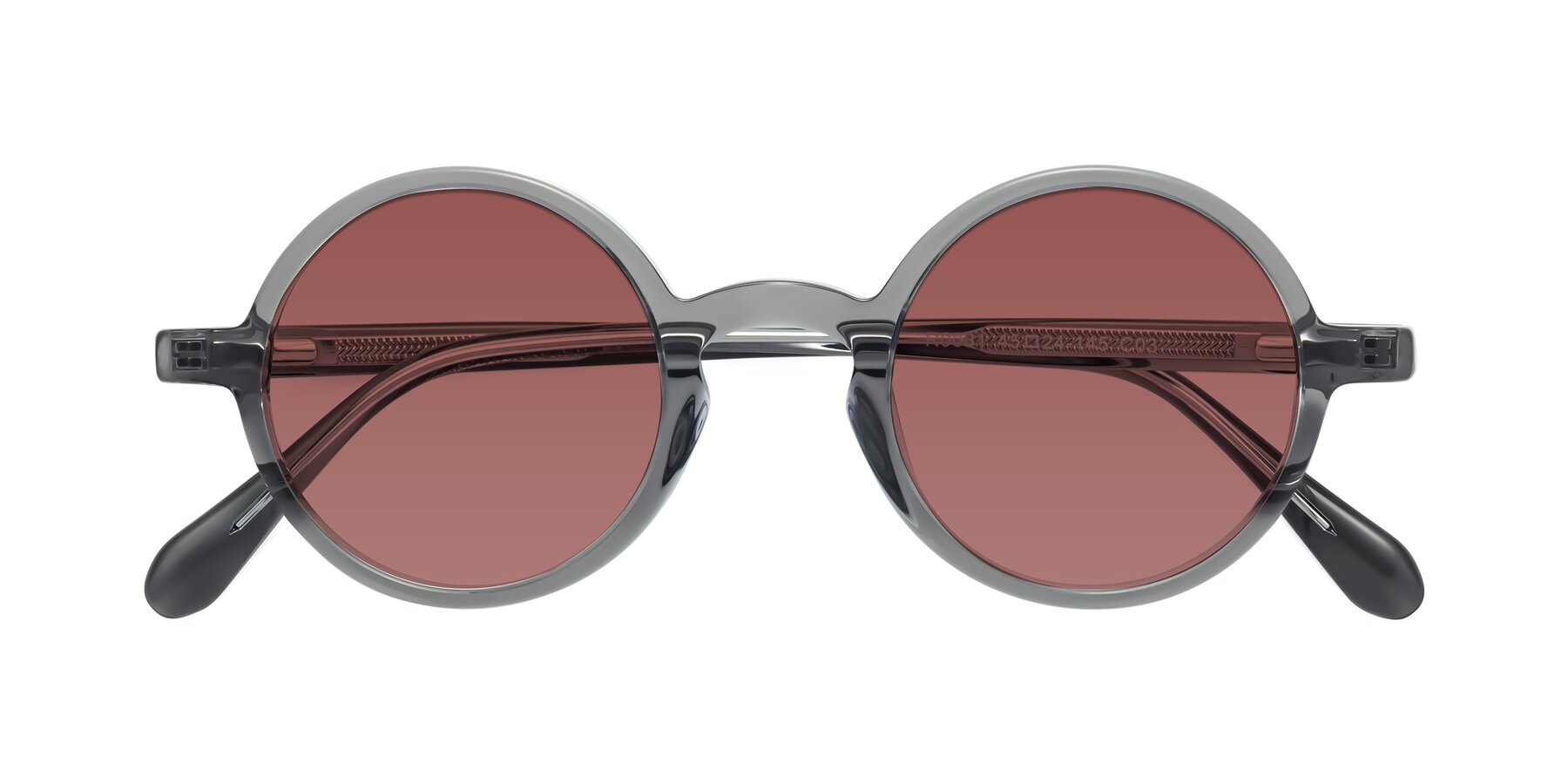 Folded Front of Juno in Transparent Gray with Garnet Tinted Lenses