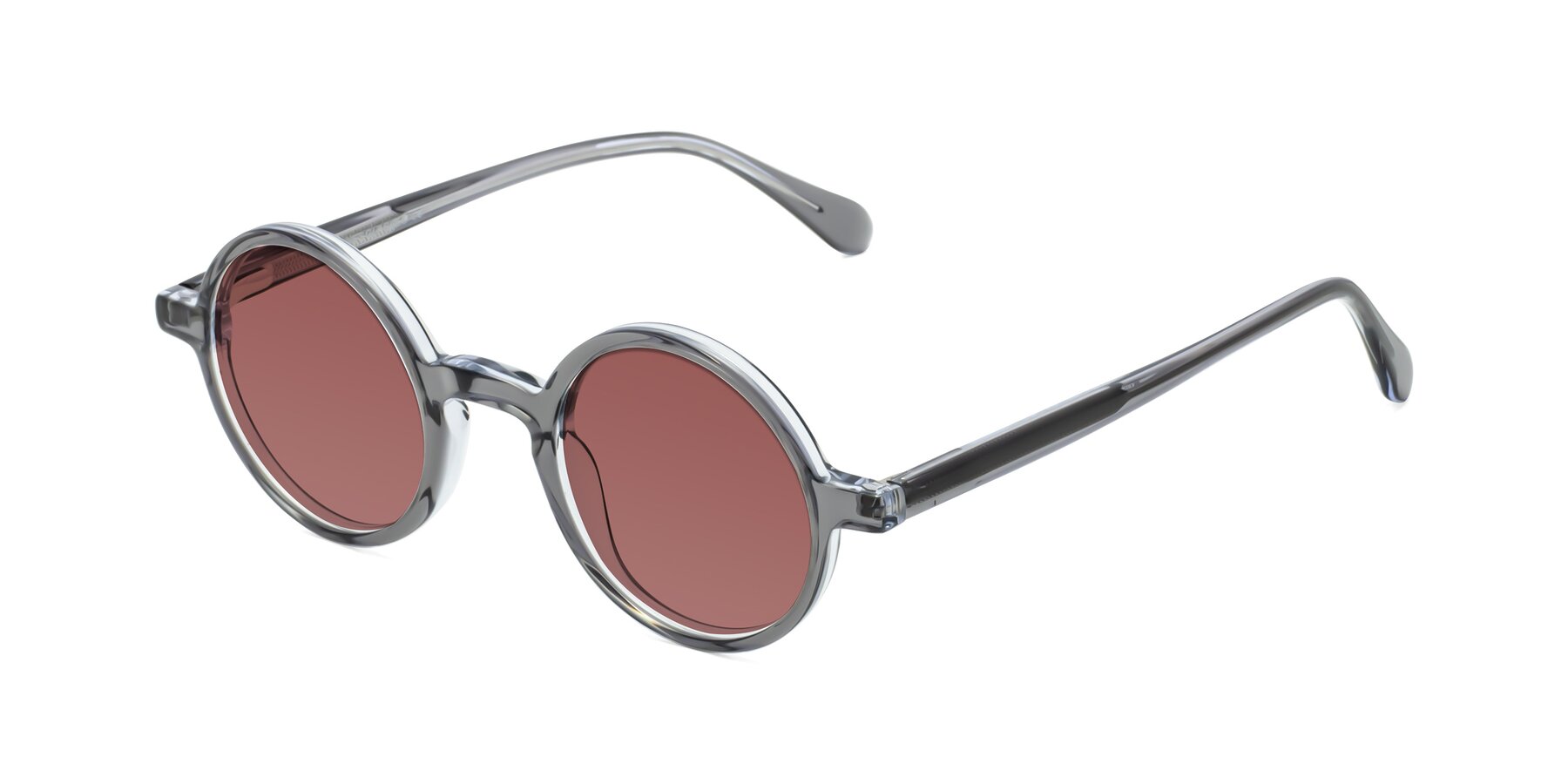 Angle of Juno in Transparent Gray with Garnet Tinted Lenses