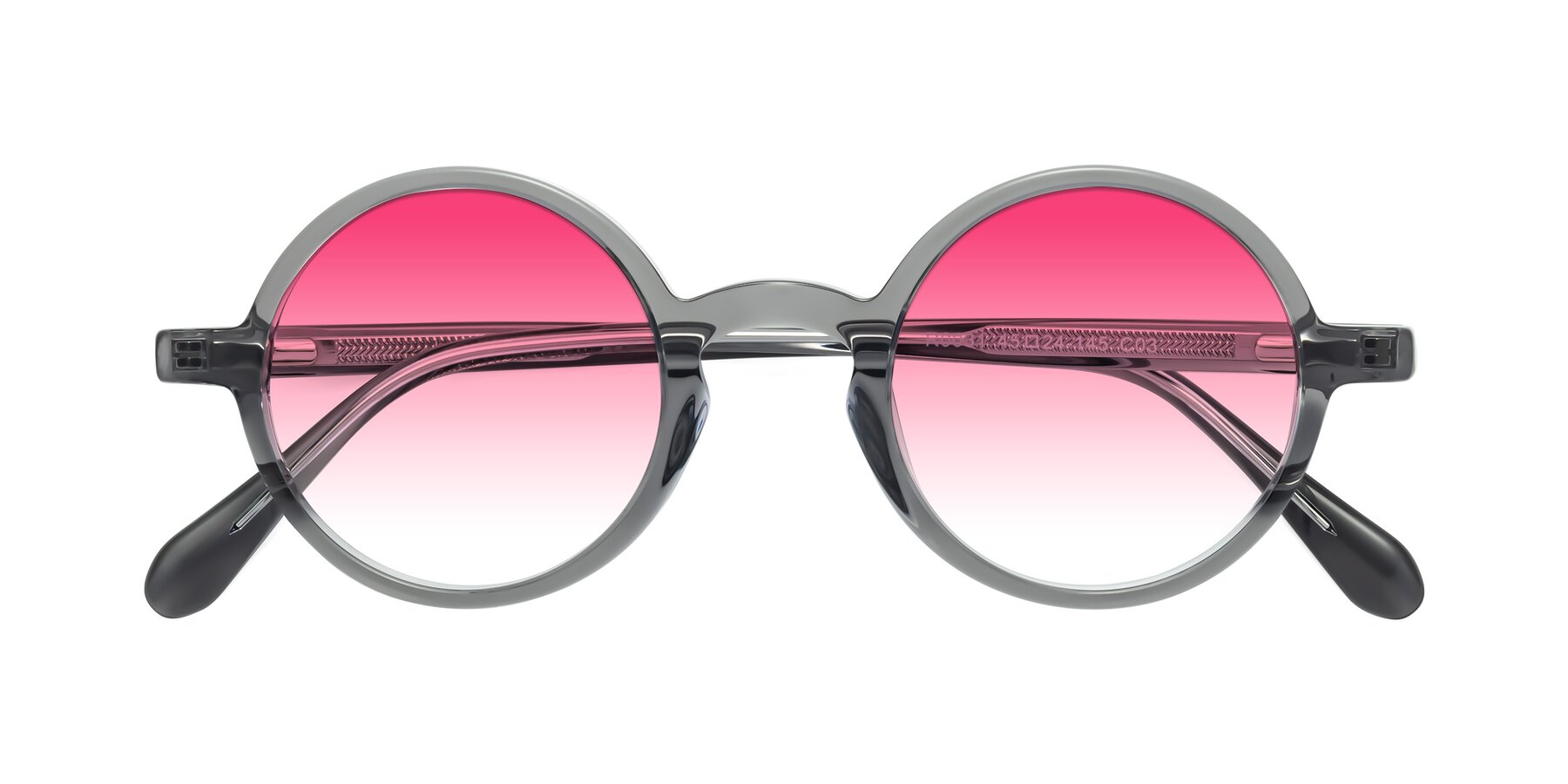 Folded Front of Juno in Transparent Gray with Pink Gradient Lenses