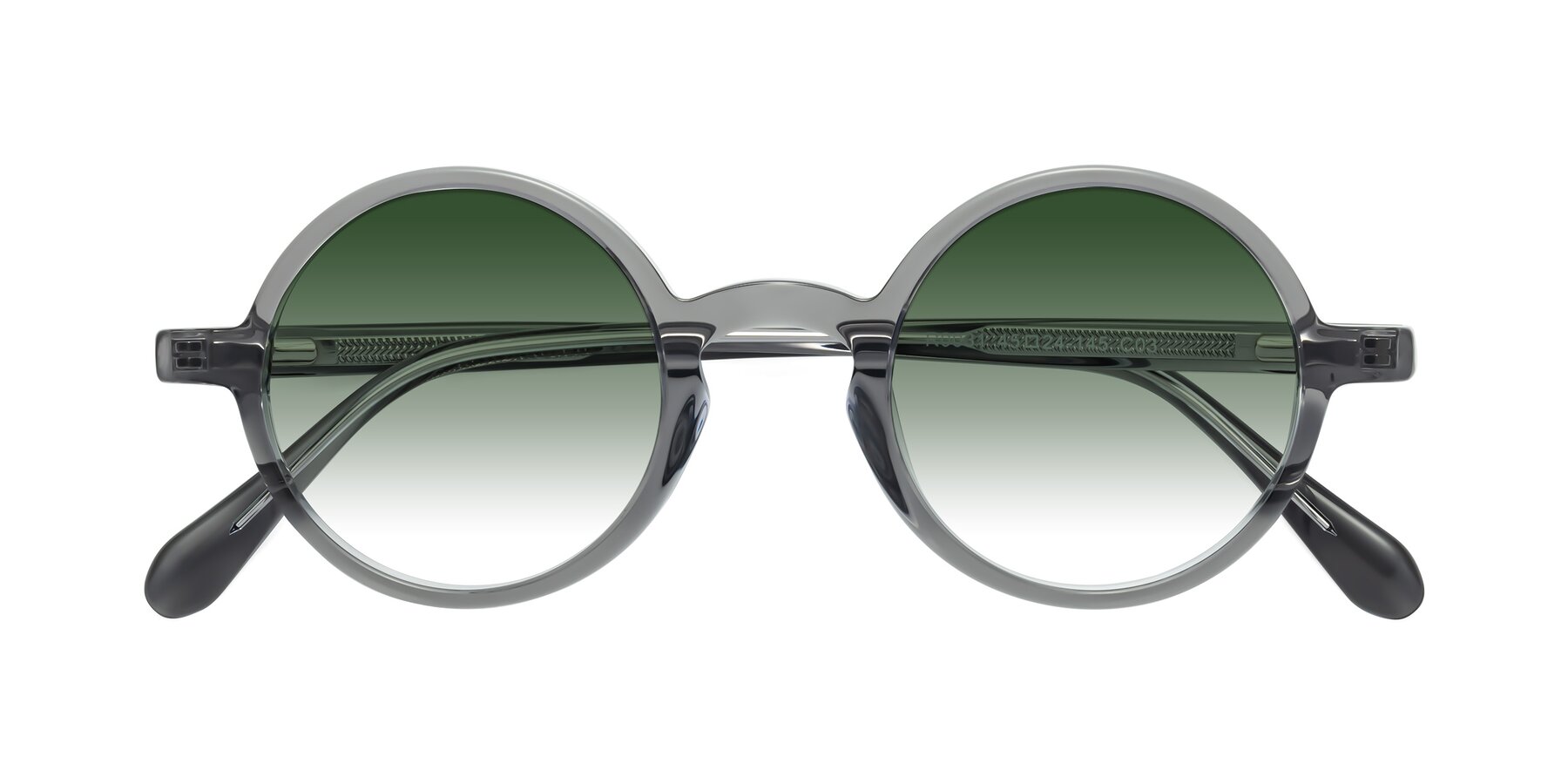Folded Front of Juno in Transparent Gray with Green Gradient Lenses