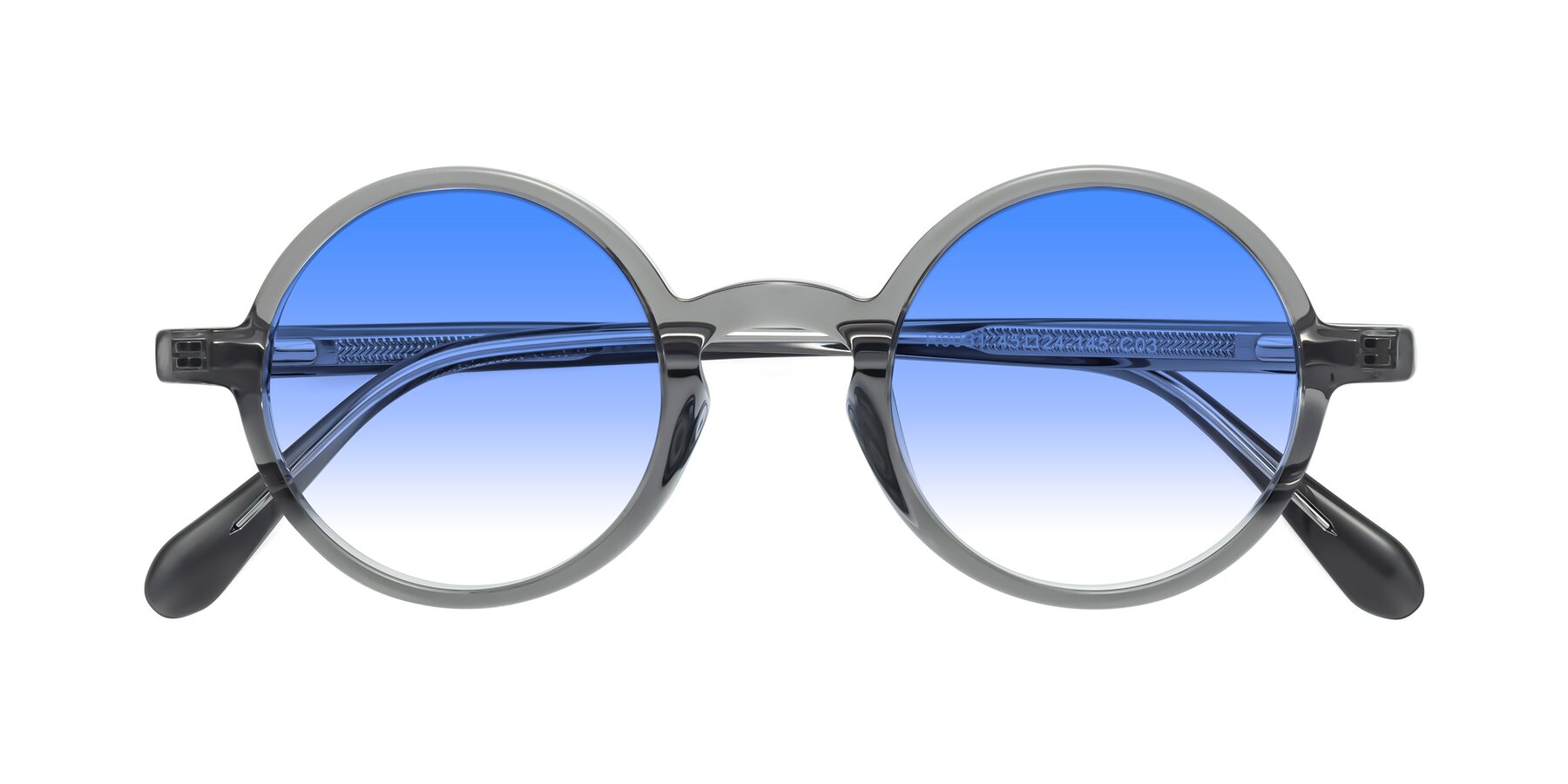 Folded Front of Juno in Transparent Gray with Blue Gradient Lenses