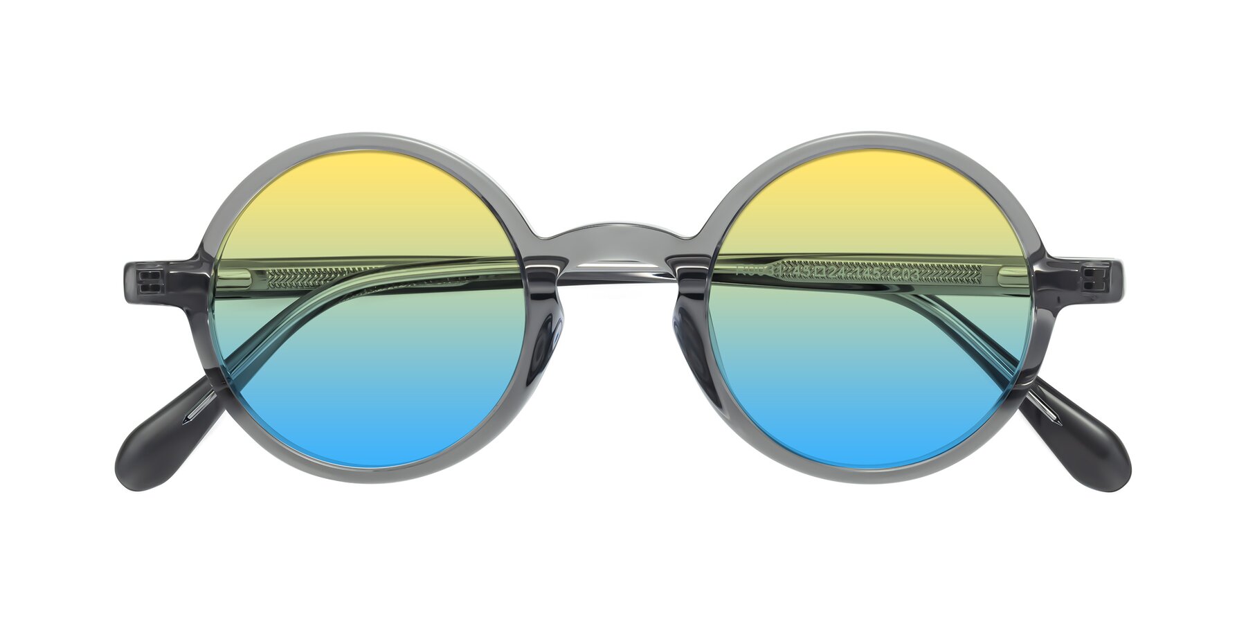 Folded Front of Juno in Transparent Gray with Yellow / Blue Gradient Lenses