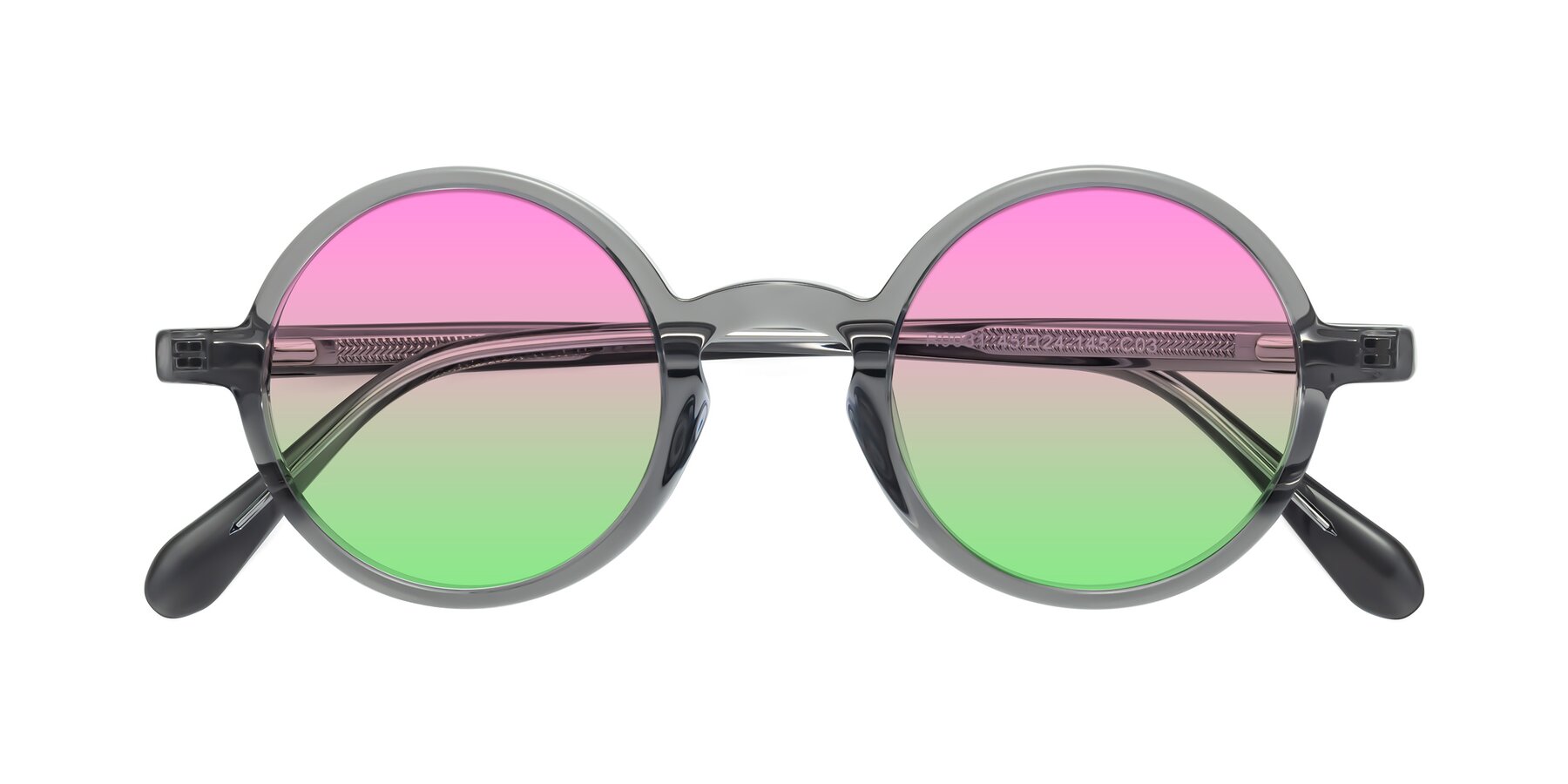 Folded Front of Juno in Transparent Gray with Pink / Green Gradient Lenses