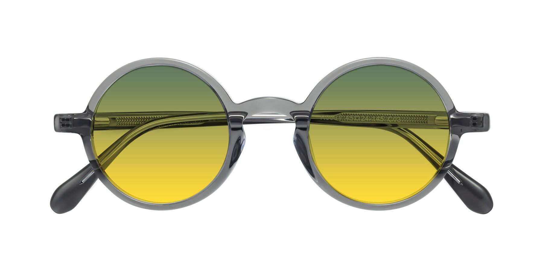 Folded Front of Juno in Transparent Gray with Green / Yellow Gradient Lenses